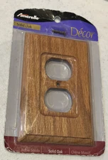 AMERELLE #4025D  Solid Oak Wood Wallplate Duplex Outlet