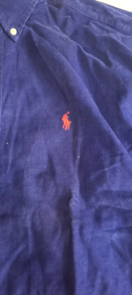 ¡¡NUEVO CON ETIQUETAS!! CAMISA POLO HOMBRE RALPH LAUREN MANGA LARGA PANA AZUL ROJO PONY LG/XL Foto 2 de 4