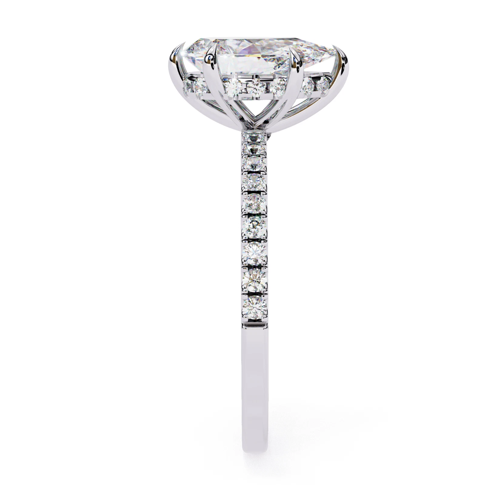 2.03Ct F-VS1 Lab Grown CVD Pear Cut IGI Certified Diamond Ring 14k White Gold image-3