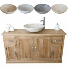 Bathroom Vanity Unit | Solid Oak Cabinet Wash Stand with Stone Basin 402SBCX1