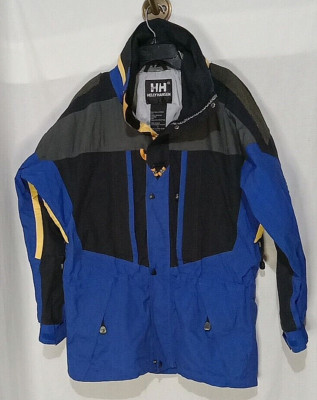 Vintage HELLY HANSEN Men Ski Jacket Blue Retro Helly-Tech Equipe Waterproof Sm