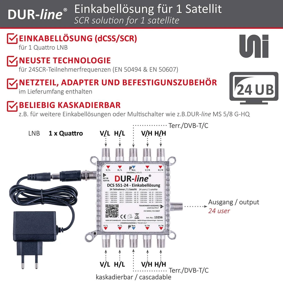 DUR-line DCS 551-24 preiswerte Einkabellösung für 24 Teilnehmer für Quattro LNB - Bild 2 von 4