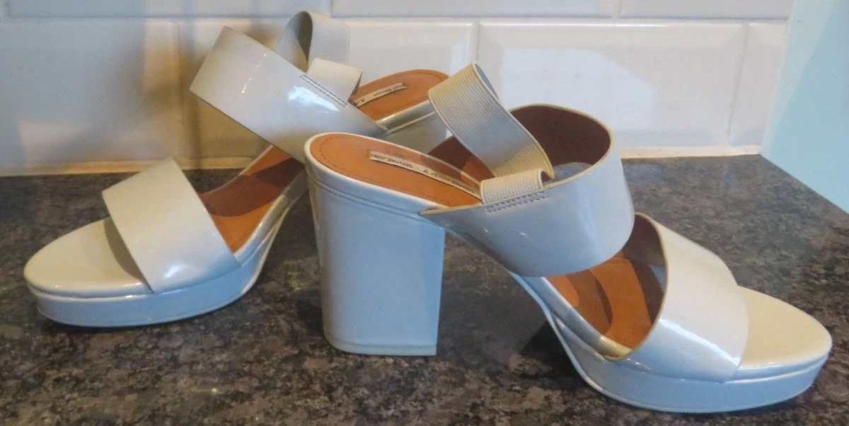 Pale blue block heel sandals sale