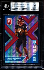 2018 Panini Elite Draft Picks Lamar Jackson RC Status Die Cut Teal #1/1 BGS 9