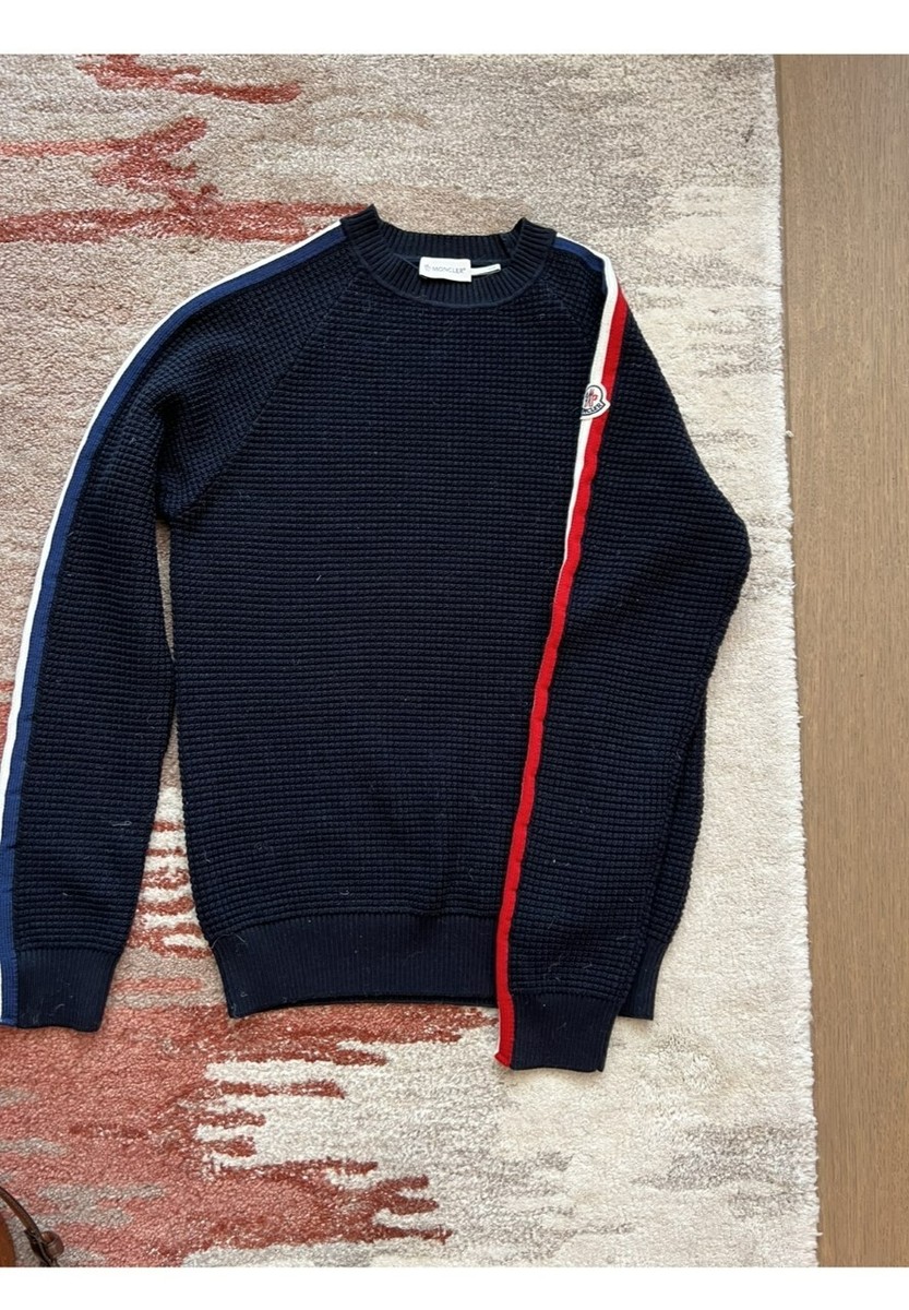 Moncler Waffle Knit Sweater Side Tricot Small Men Longsleeve Navy $800 |  eBay