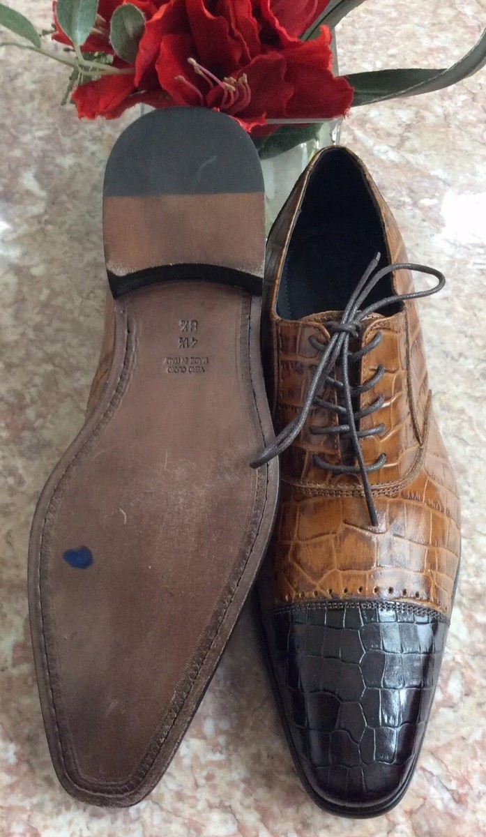 Paul Fredrick Black Suede and Brown Croc-Embossed Wingtip Oxfords Size 11 Paul Fredrick | Shoes | Sale Paul Frederick Leather Croc  main image 4