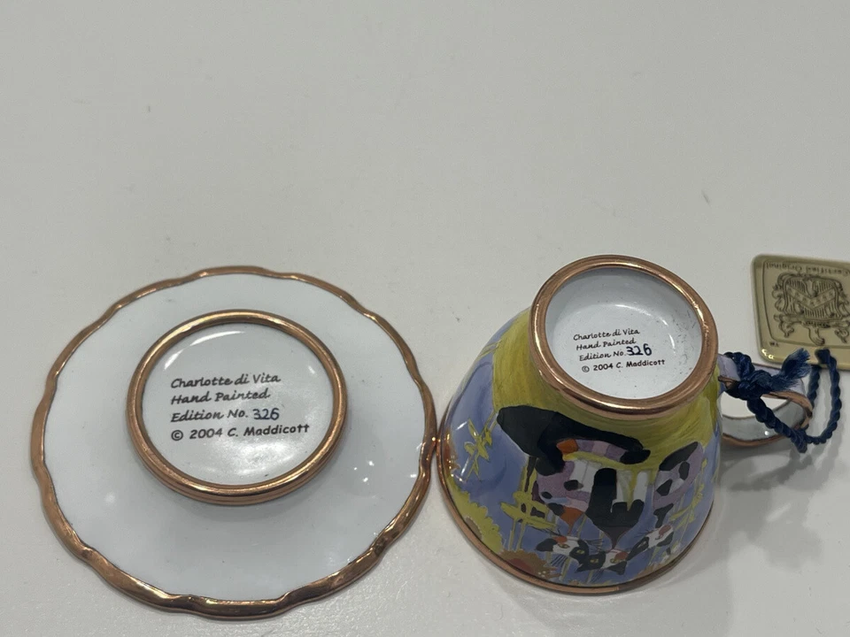 Taza de porcelana Charlotte Di Vita 4 cm + platillo 6,5 cm motivo Rosina Wach... - Imagen 3 de 3