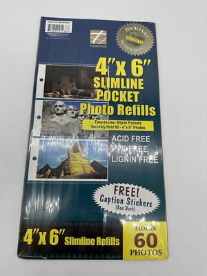 Slimline Pocket Refill Pack 4'' x 6'' By Thompson Acid Free Caption Stickers Open