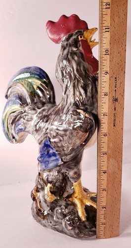 Handbemalte Keramik Hahn Statue 12" hoch. Schön detailliert - Bild 11 von 12