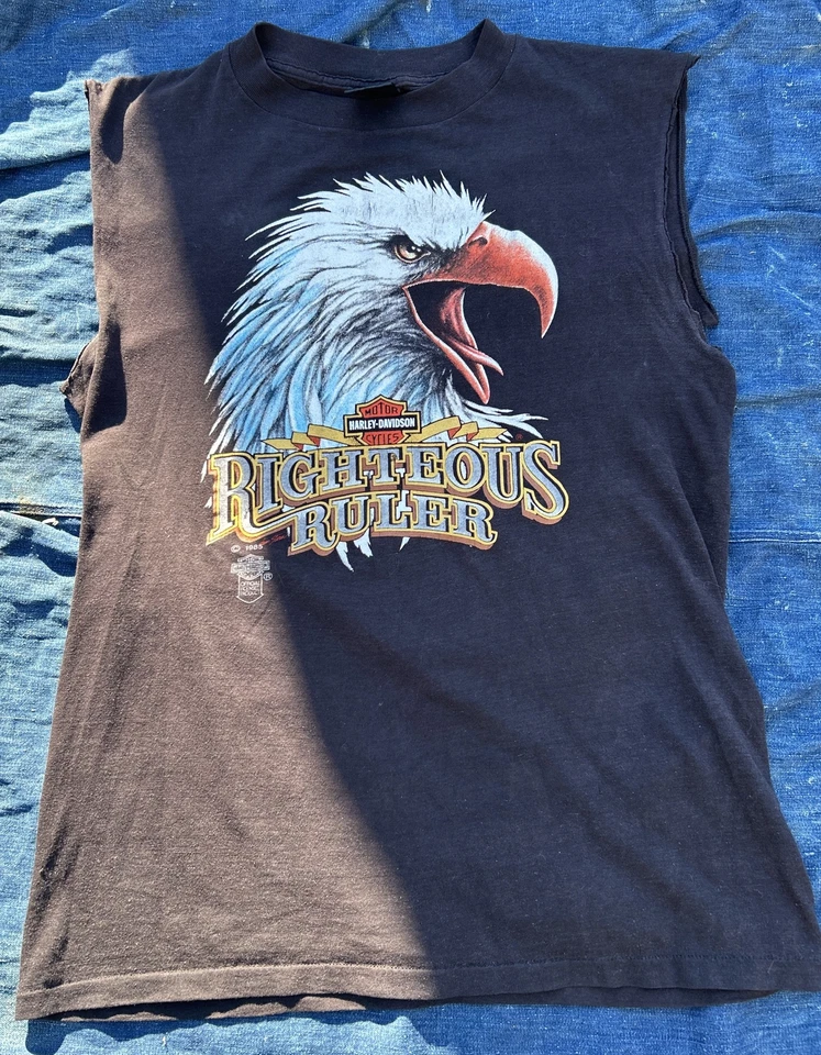 Vintage 3D Emblem Supreme Harley Davidson T-shirt 1985 Righteous Ruler Lg 80s L - Image 2 of 4