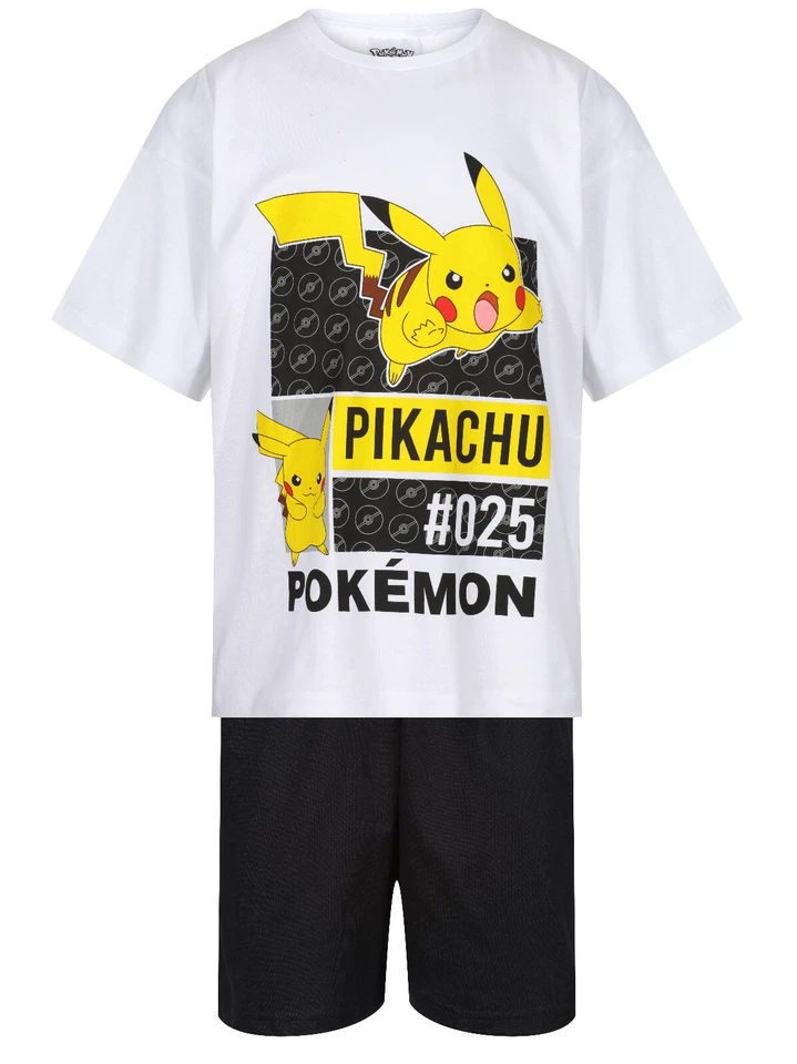 LABEL CUTTERS® BOYS CHARACTER SHORT PYJAMAS POKEMON PIKACHU 8-14 YEARS NIGHT WEAR PJ SET NEW