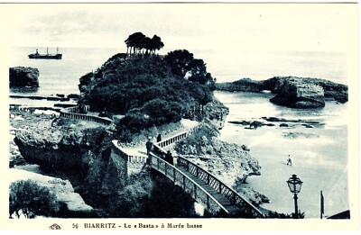 POSTCARD 56 Biarritz ~ Le Basta Maree Basse  PARIS Ship Bridge 1928