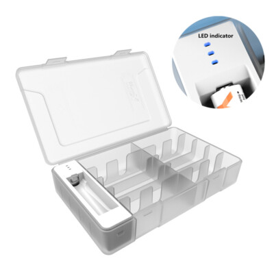 AAA AA Battery Organizer w/ Power Testing Case Box Large Capacity LED Indicator