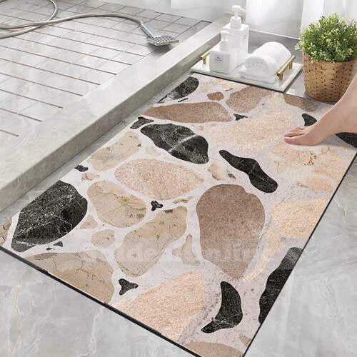 Tappeto da bagno ad asciugatura rapida super assorbente diatomia antiscivolo tappeto ciottoli tappeto da pavimento - Foto 13 di 15