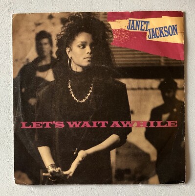 JANET JACKSON Let's Wait Awhile 7'' 45rpm UK Picture Sleeve Solid Centre EX/EX