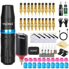YILONG S1 Wireless Tattoo Pen Machine Kit Complete Power Supply 20PCS Needles