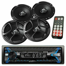Audiotek Car Stereo Bluetooth USB Media Receiver  + 4x JVC  6.5" 600W Speakers