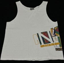 Vintage 90s Nike Kids Just Do It White Tank Top Boys Size M 10-12 Wrap Around