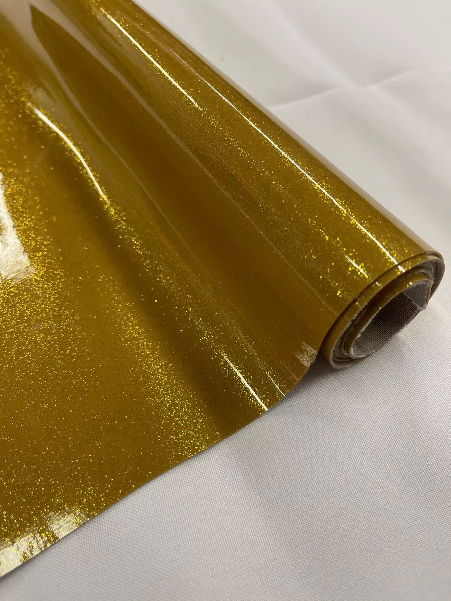 Metallic Glitter Vinyl Gold Shiny Glitter PVC Upholstery Rolled Vinyl