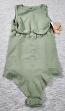 Sleeveless Tummy Control Bodysuit Seamless Leotard High Neck Womens Size XS/S