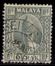 MALAYSIA - Perak GVI SG110, 8c grey, FINE USED.