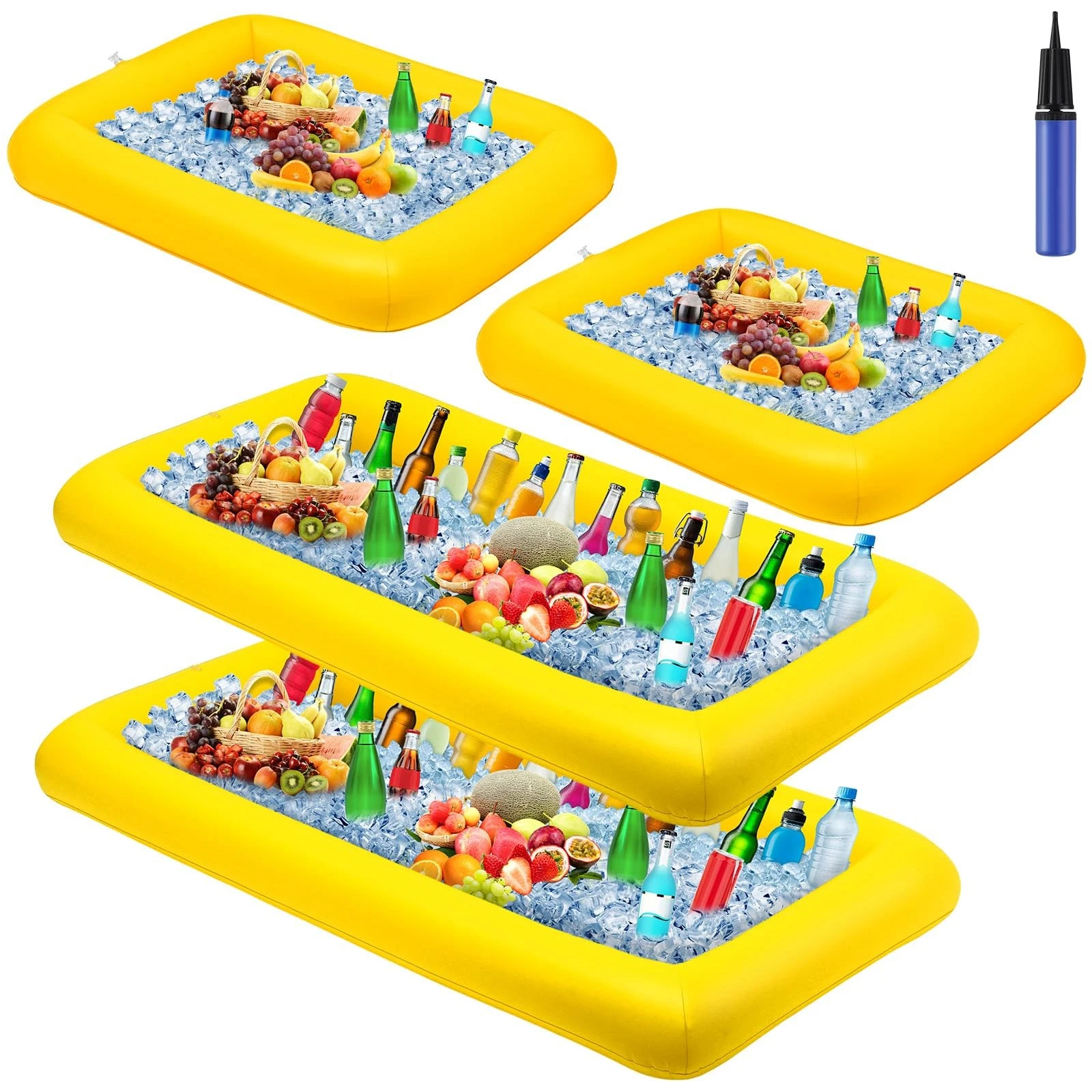4 Pcs Inflatable Ice Serving Bars Buffet Serving Tray Drink Cooler for Pool P...
