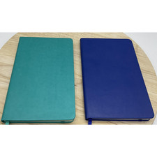 BooQool A5 Lined Hardcover Journal Notebook 2 Pack Teal Blue Elastic Closure