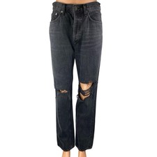 Agolde Lana Vintage Straight Women's Black Distressed High Rise Denim Jeans 26