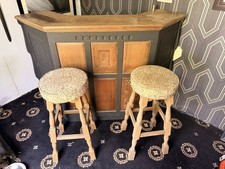 Webber Furniture Oak Bar With Three Stools Comes With Canopy If Wanted