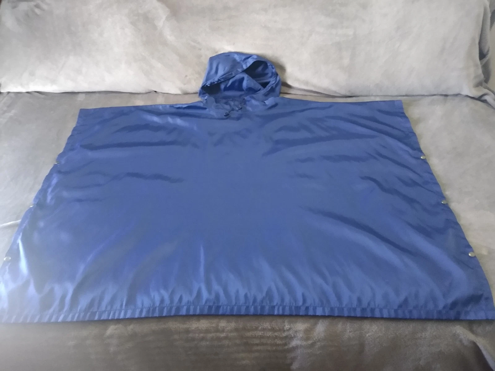 Vtg Lauren Ralph Lauren Rain Poncho Navy Blue Hooded Green Tags See Pictures
