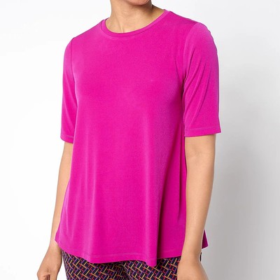 Susan Graver Modern Essentials Size 5X Magenta Liquid Knit Crew-Neck Top