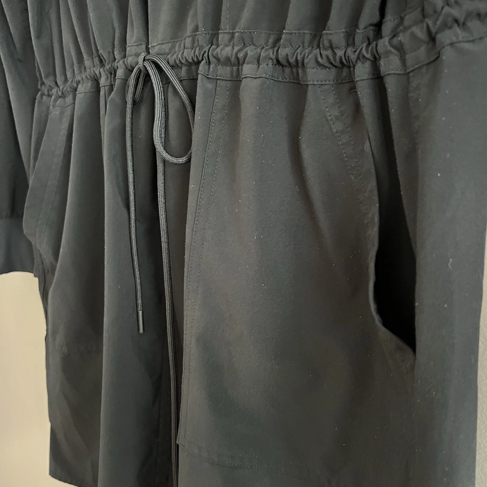 VETEMENTS Athleta Zuma Camicia Abito Performance Coulisse Vita Traspirante Nero Large