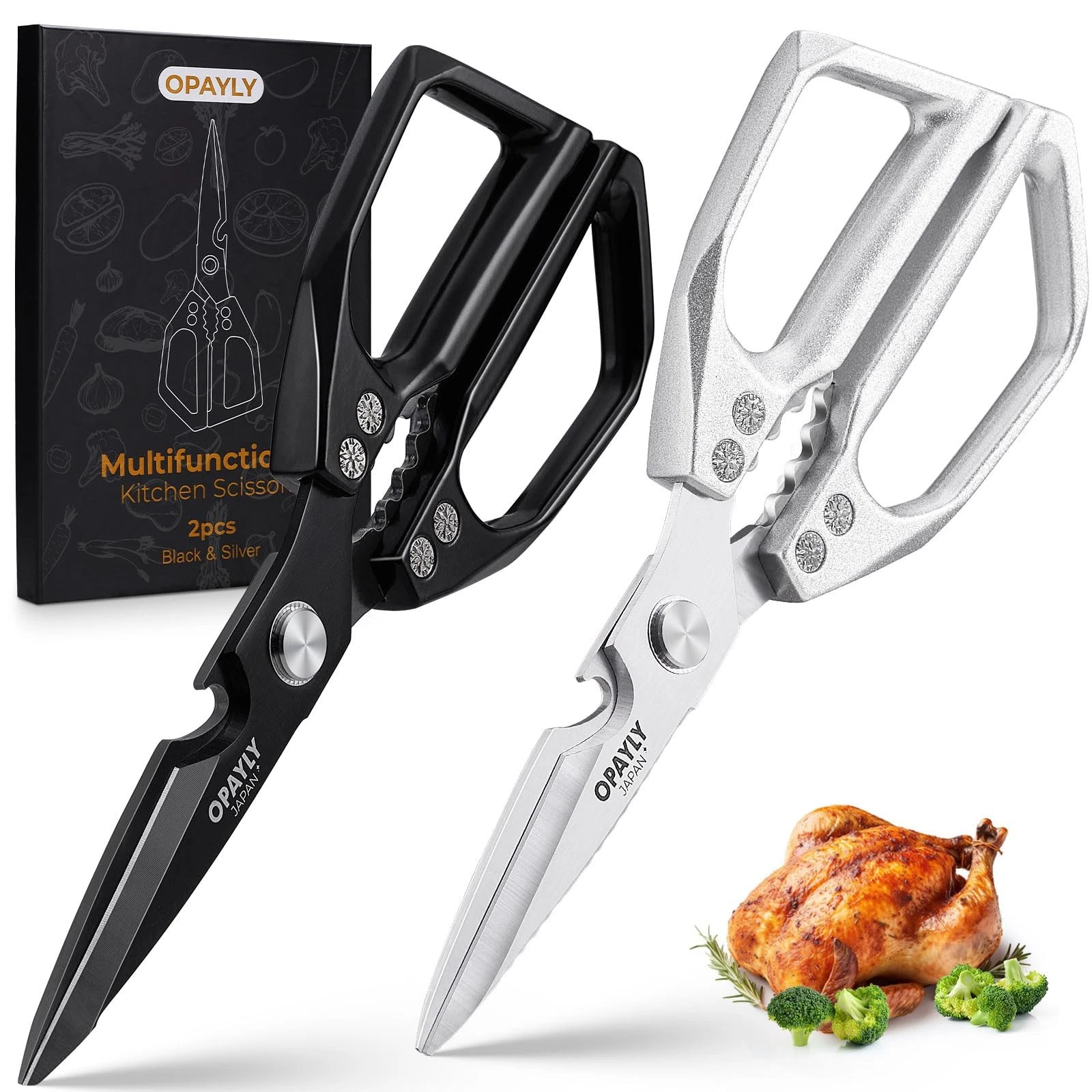 Kitchen Shears 2-Pack Heavy Duty All Purpose Stainless Steel Kitchen Shear Me...