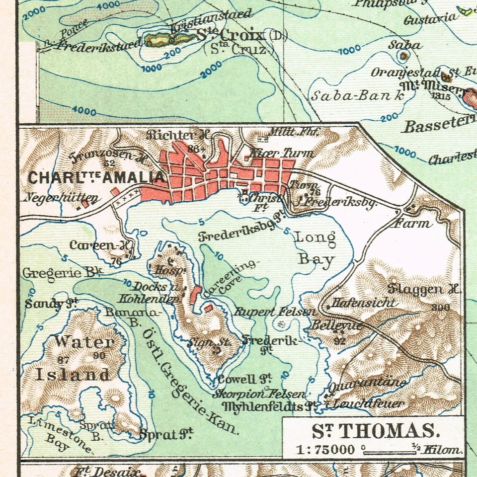 Martinique Barbados St. Lucia  Original Antique Vintage Map  America 1910 - Image 2 of 4