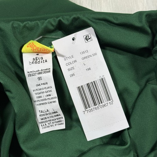 Agua Bendita Women's Size Large Green Cross Over Minnie One Piece Swimsuit - Picture 7 of 11