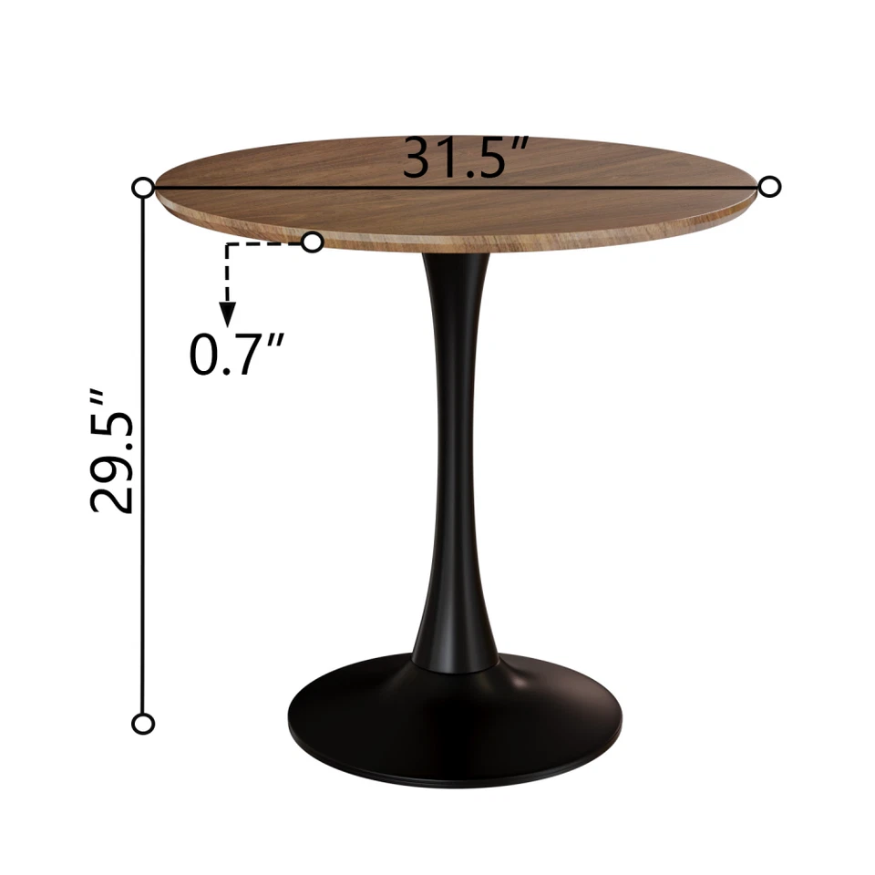Walnut Circular Dining Table Tulip Dining Table Kitchen Dining Table 2-4 People - Image 3 of 4