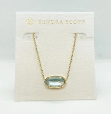 New Kendra Scott Elisa Gold Pendant Necklace In Light Blue Illusion
