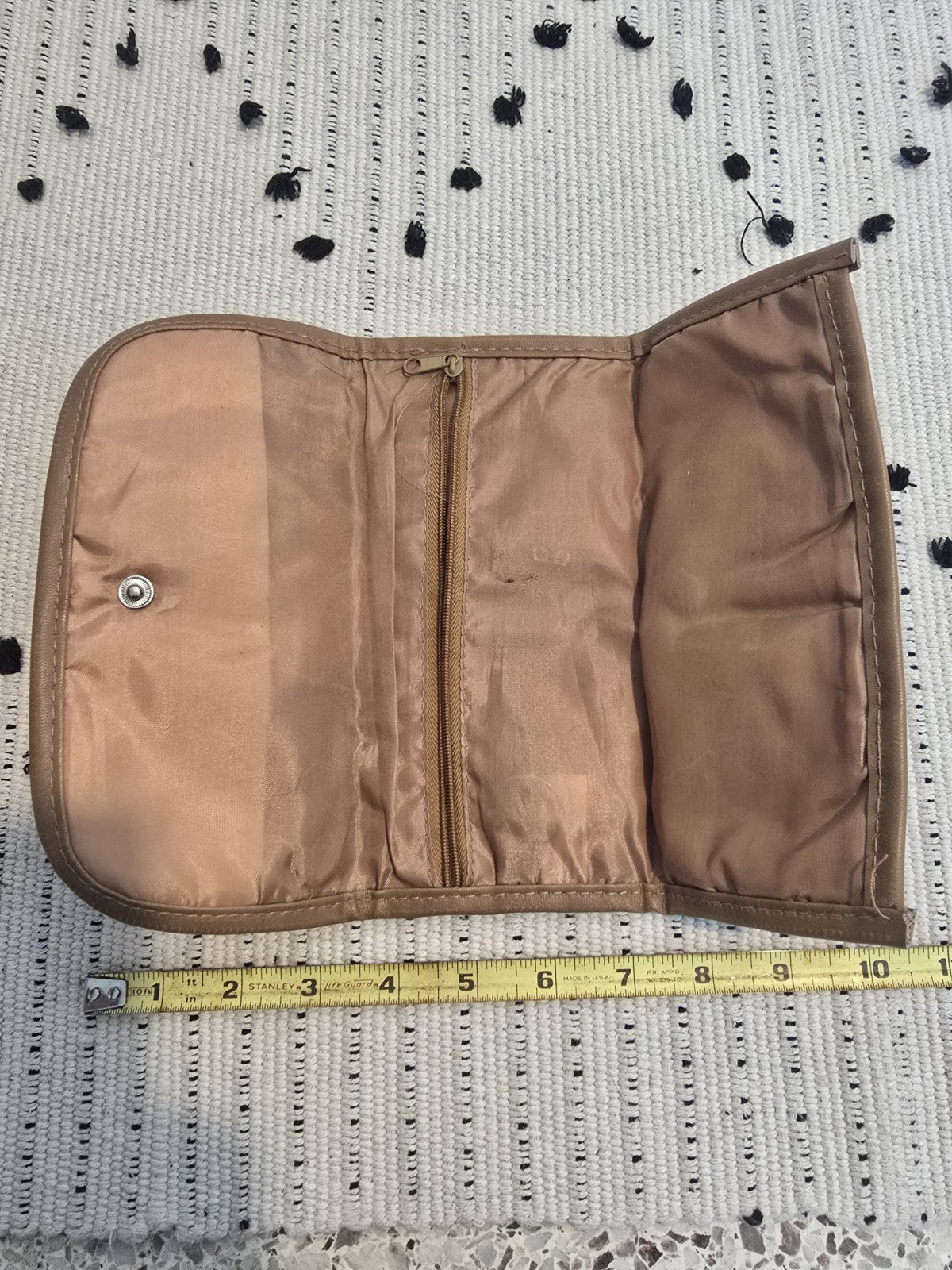 Patchwork leather wallet clutch zigzag stitch tri… - image 4