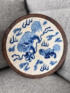 A Chinese Crackle Glaze Blue and White Plate with Chenghua Mark 19th Century