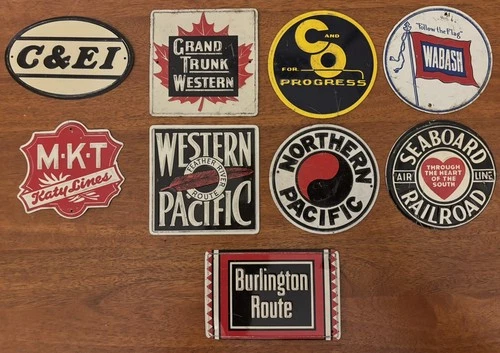 1950s Vintage Post Cereal Premium Railroad Tin Signs (9)