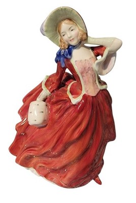 Royal Doulton Figurine HN1934 AUTUMN BREEZES RED Woman in Dress Made in England