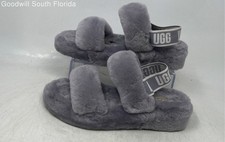 UGG Womens Oh Yeah Gray Open Toe Slip-On Flat Slingback Sandals Size 7