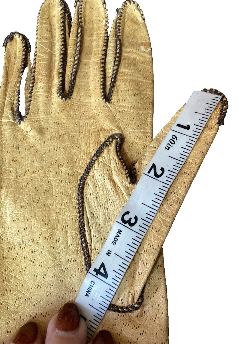 Vintage 50s Peccary Pigskin Leather Long Gloves Tan Women's 7/Small View 6