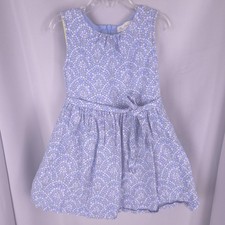 Mini Boden Dress Girls 4 Blue Floral Fit Flare Tulle Lined Party Bow Whimsical
