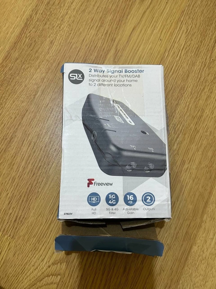 SLx TV Signal Booster Aerial Amplifier, 2 Way Signal Distribution Amplifier with - Image 3 of 3