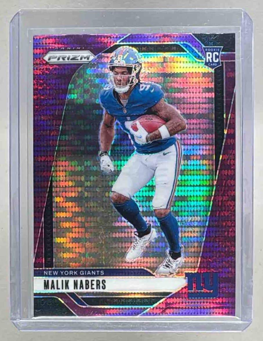 Malik Nabers 2024 Panini Prizm #370 Purple Pulsar Rookie RC