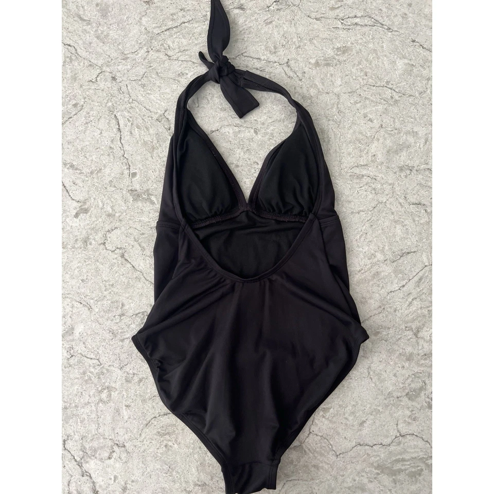 Traje de baño halter de una pieza Gap para mujer - ligeramente acolchado, negro, talla mediana Foto 2 de 4