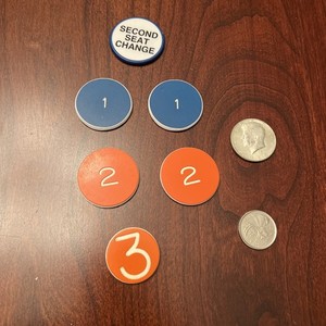 5 Total Seat Change Poker Buttons   Double Sided  BUTTONS - See Pictures Awesome