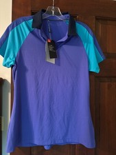Under Armour, Women's Heat Gear, Iso-Chill polo, purple/teal, size M, NWT