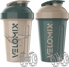 -2 Pack- 20 oz Protein Shaker Bottles for Protein Mixes, 2x Wire Whisk, Leak ...